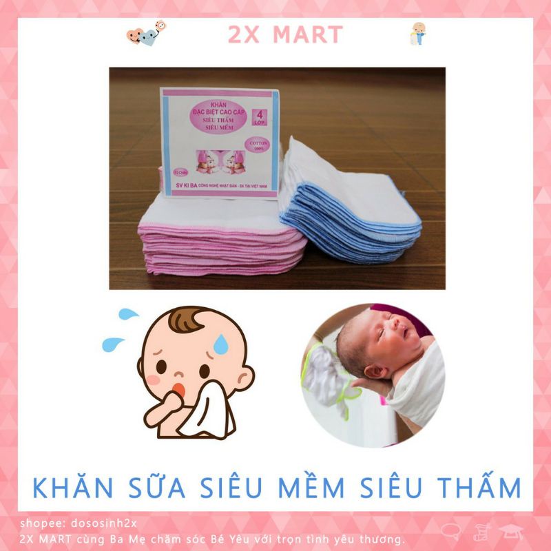 10 khăn sữa 4 lớp dày cho bé sơ sinh