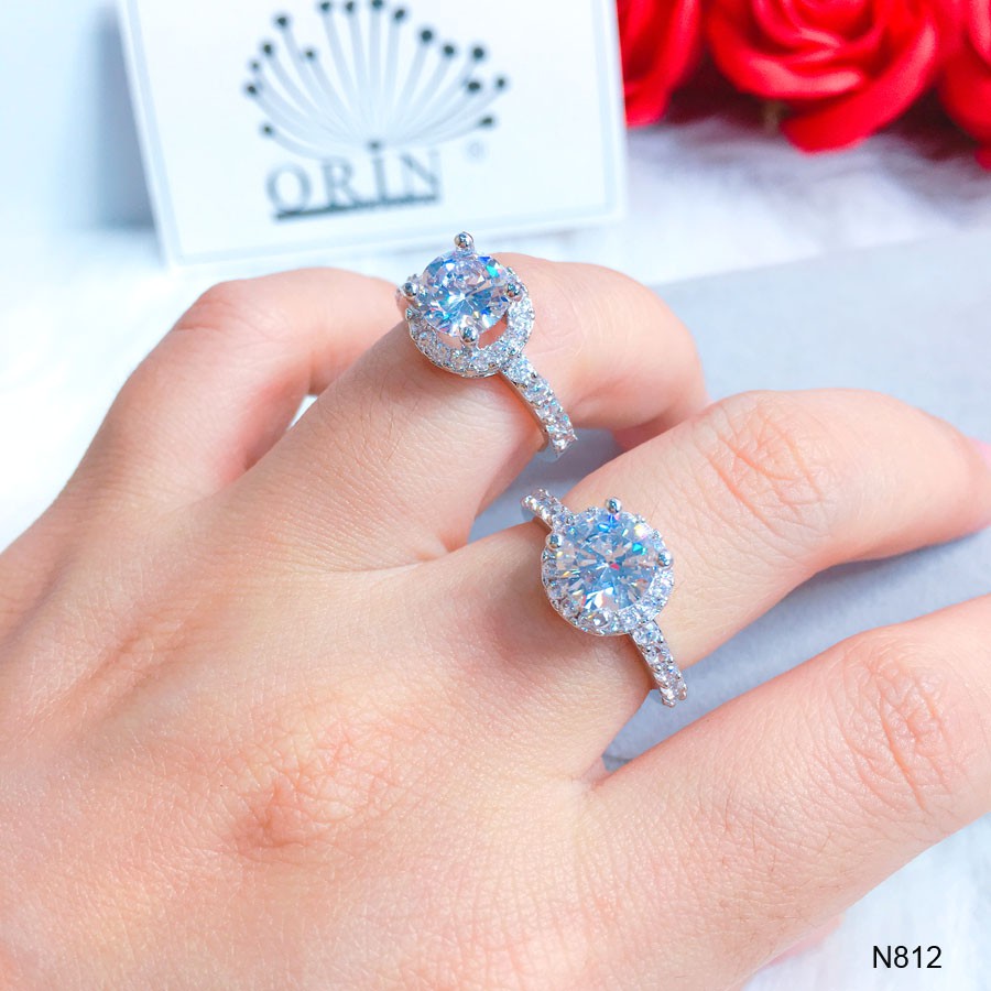 Nhẫn Bạc Nữ, Nhẫn Nữ Đính Đá Bền Màu Cao Cấp Orin N812