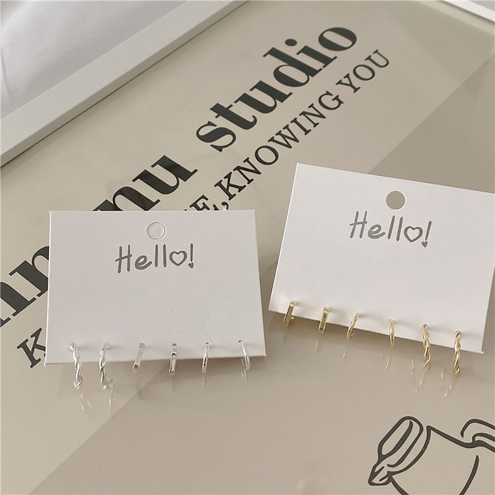 Bộ 3 đôi bông tai hình chữ C phong cách Hàn Quốc thời trang cho nữ