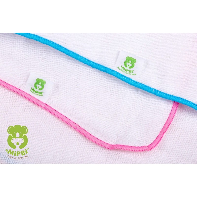 Khăn sữa xô cotton hộp Mipbi 3 lớp - 4 lớp