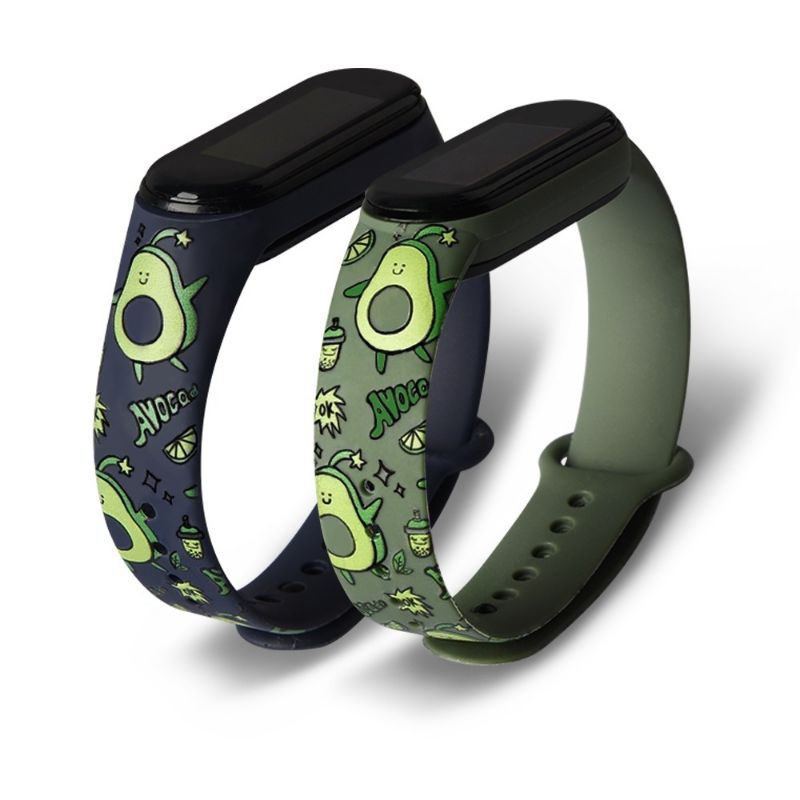 [Mã 2404EL10K giảm 10K đơn 20K] Dây Đeo Cao Su Xiaomi Miband 5 hoạ tiết hình trái bơ Avocado dây Chất Lượng cao