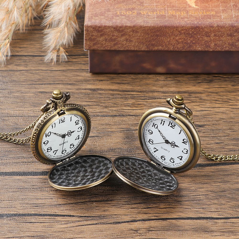 Đồng hồ quả quýt mặt số la mã màu đen phong cách vintage