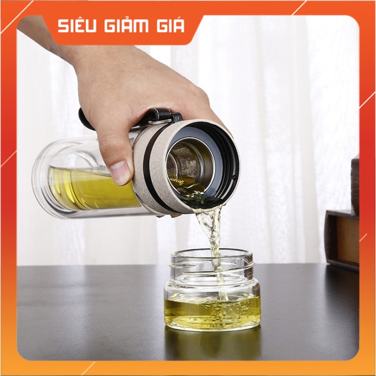 Bình giữ nhiệt thủy tinh 2 lớp cách nhiệt và giữ nhiệt đến 6h 400ml __Phutuan2410