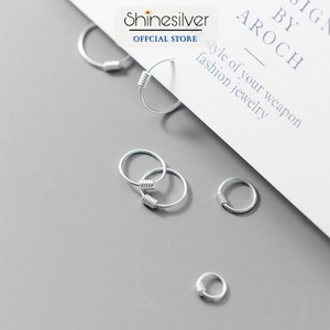 Khuyên tai Bạc 925 tròn trơn hàn quốc - Khuyên tai bạc Shinesilver KT001