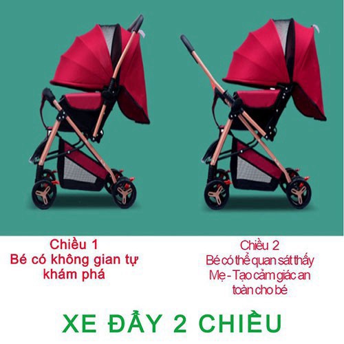 Xe đẩy cho bé HUAYING thông minh gấp gọn 2 chiều 3 tư thế dành cho em bé sơ sinh đến 5 tuổi