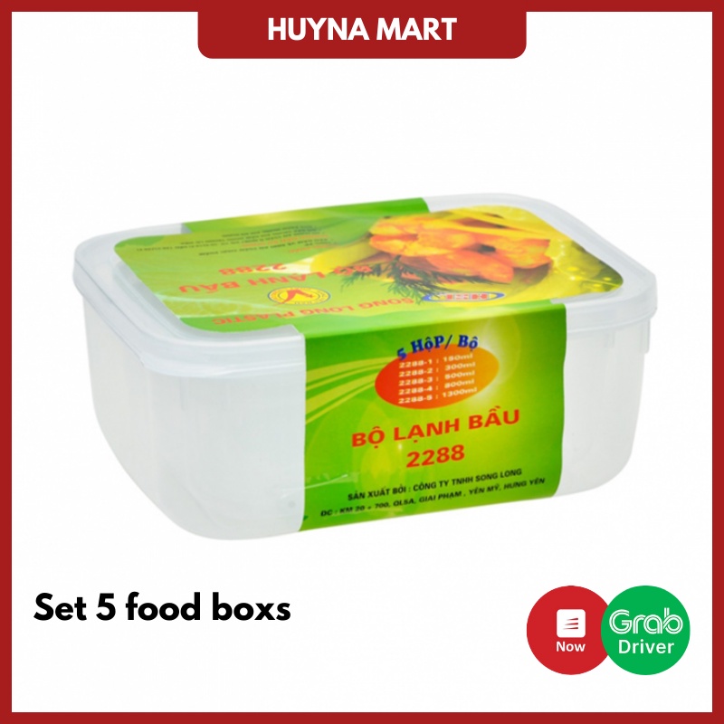 Bộ 5 Hộp Đựng Thực Phẩm Lạnh, Trữ Đông, Chia Đồ Ăn Dặm Song Long 2288