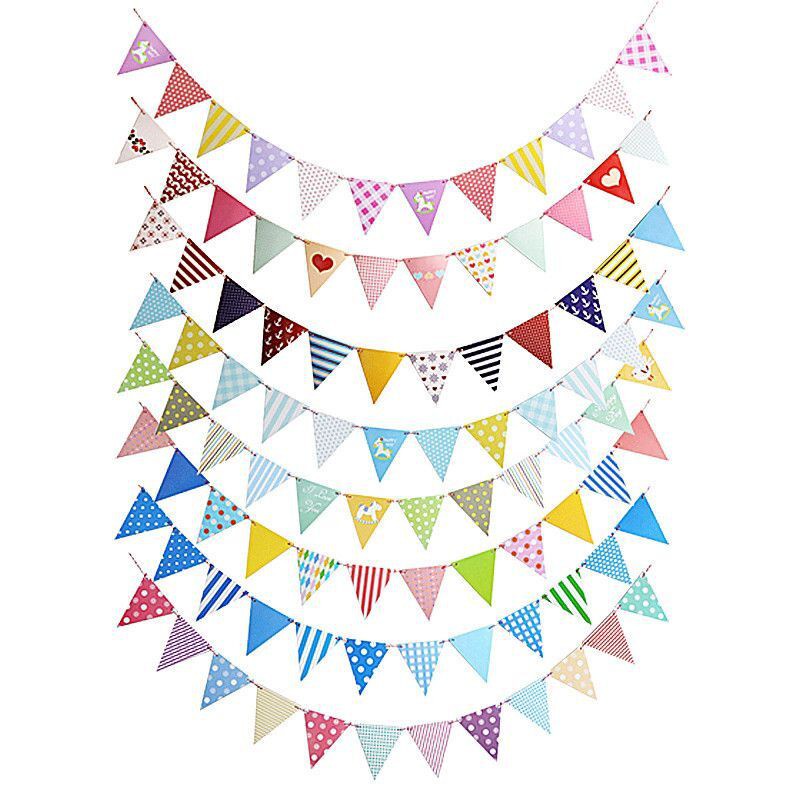 Dải Băng Rôn 12 Lá Cờ Đầy Màu Sắc Dài 2.5M Trang Trí Sinh Nhật Bé