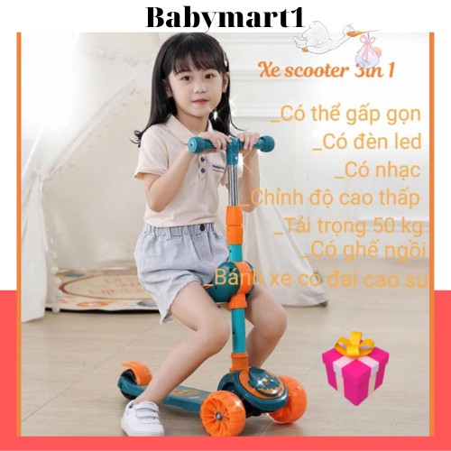 Xe Scooter 2 in 1cho bé,xe trượt trẻ em có ghế ngồi cao cấp (HÀNG LOẠI 1)