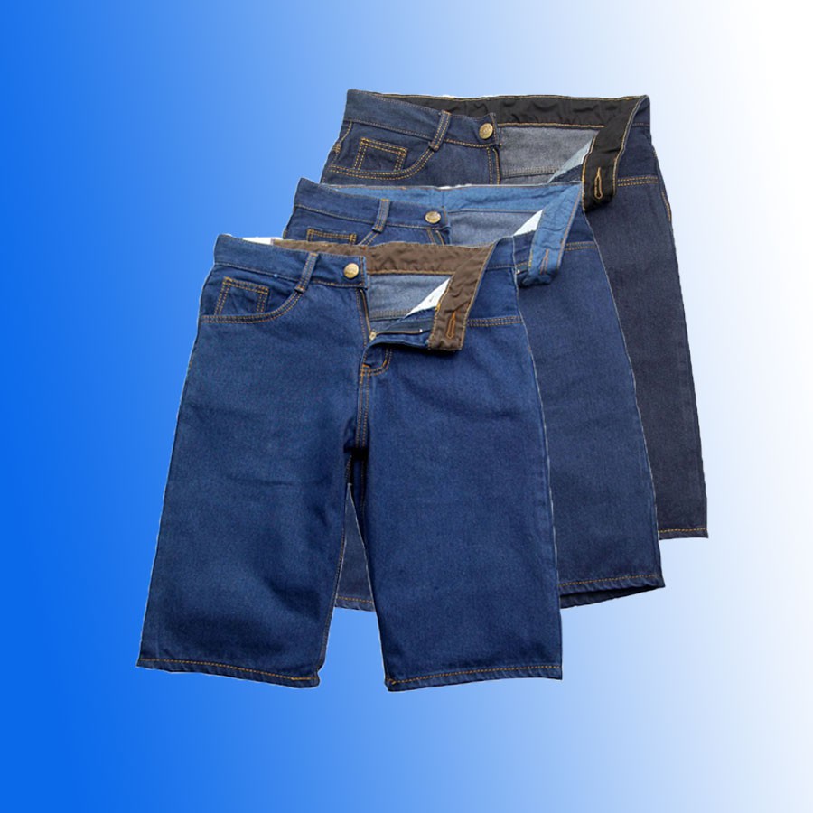 Combo 3 quần shorts jeans nam vải dày 3 màu xanh nhạt, xanh đậm, xanh đen | BigBuy360 - bigbuy360.vn
