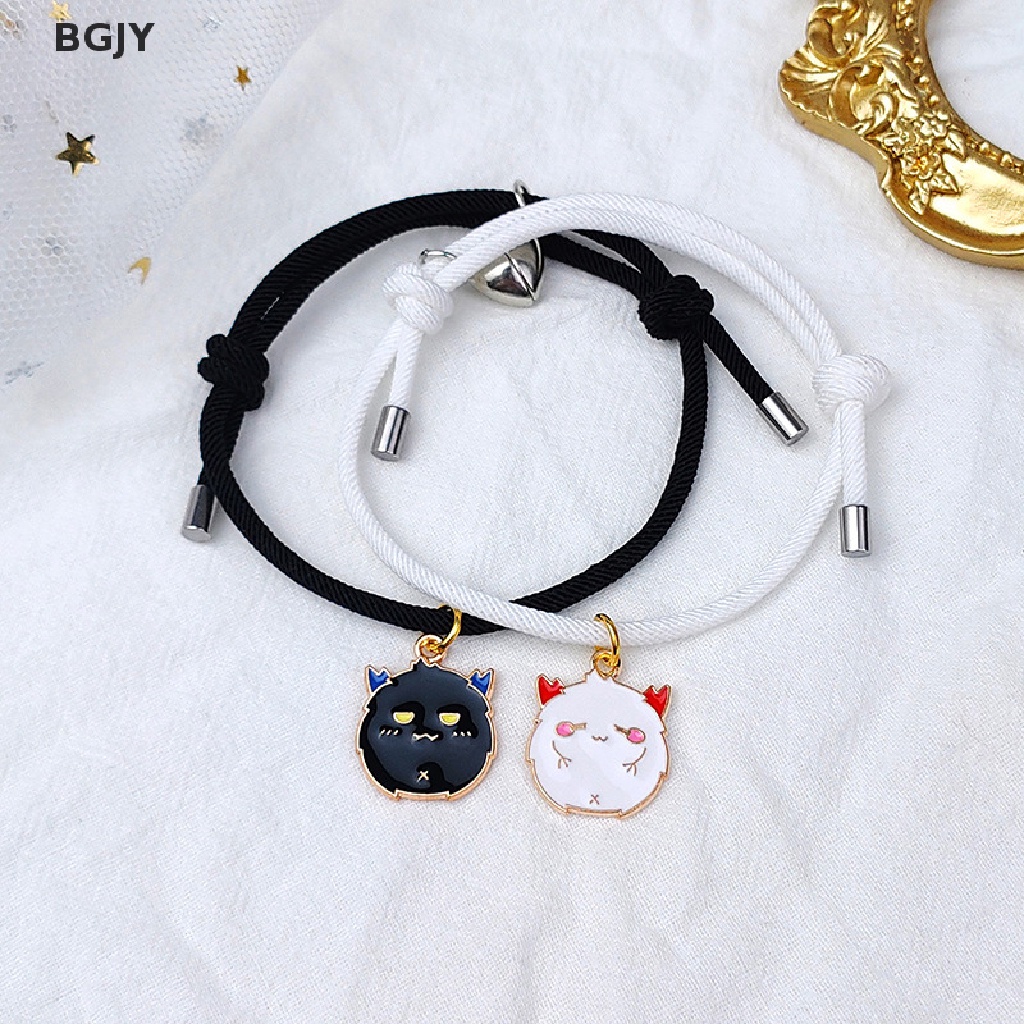 1 Cặp Vòng Tay Dây Bện Phối Hạt Nam Châm Handmade Có Thể Điều Chỉnh Thời Trang Cho Cặp Đôi Mới