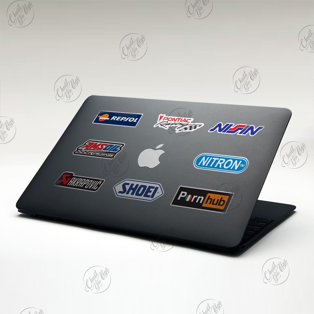Combo 10 logo tem xe decal sticker trang trí xe máy nón bảo hiểm akrapovic shoei galfer brembo repsol nitron amsoil