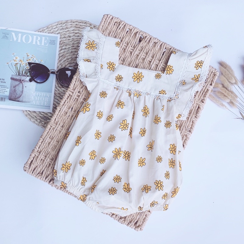 Bodysuit hoa cúc chất thô cho bé sơ sinh đến 1 tuổi Royalkids