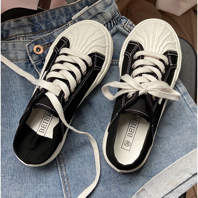 Giày Thể Thao canvas Trắng Mũi Vỏ Sò Thời Trang Cho Nữ