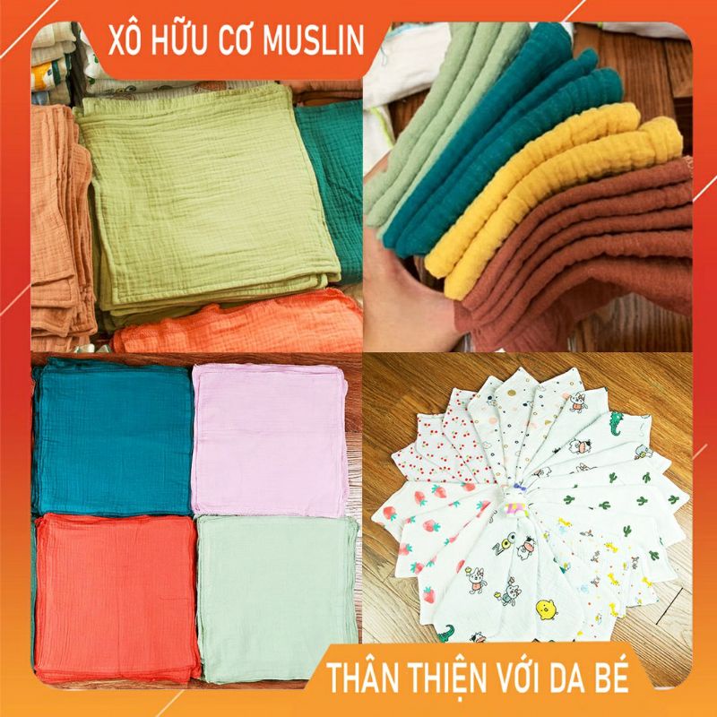 Khăn sữa khăn xô nhăn Muslin Nhật 4 lớp