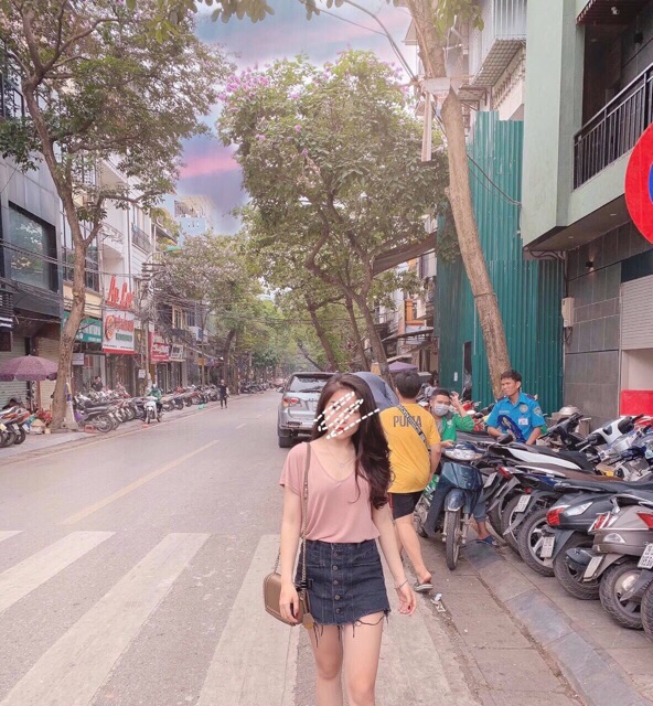 Áo thun cổ tim chất đũi siêu hót [video + ảnh thật]