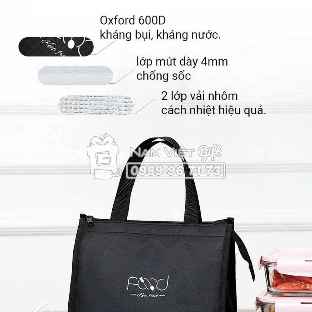 [Cỡ Lớn 34*25*16cm] Túi Đựng Hộp Cơm Giữ Nhiệt Đa Lớp Có Dây Kéo | BigBuy360 - bigbuy360.vn