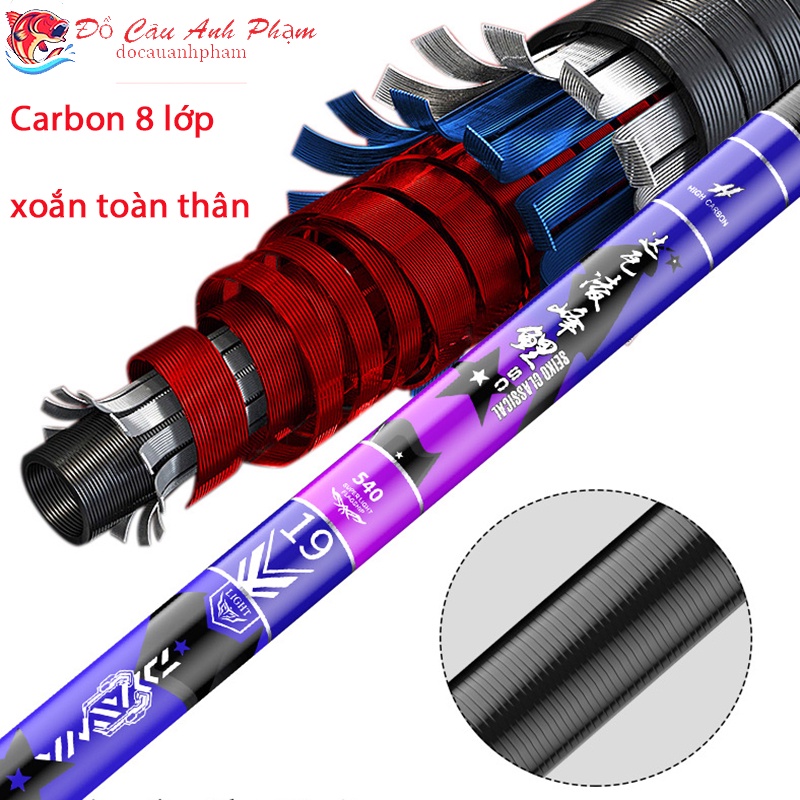 Cần Câu Tay Câu Đài Giấc Mộng Đế Vương Độ Cứng 8H Carbon 8 Lớp Xoắn Toàn Thân Hỗ Trợ Lóng Thay Thế CC-21