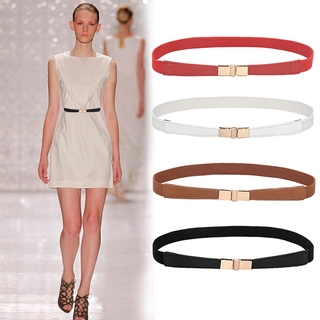 Image of Elastic Thin Ladies Dress Belt Black Red White Skinny Women Waist Belt Solid Color Strap Strench Female Waistband