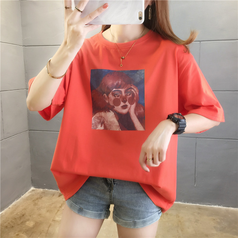 NRVP 2021 new summer short-sleeved t-shirt women's wild Korean version of the trend of loose half-sleeved tops