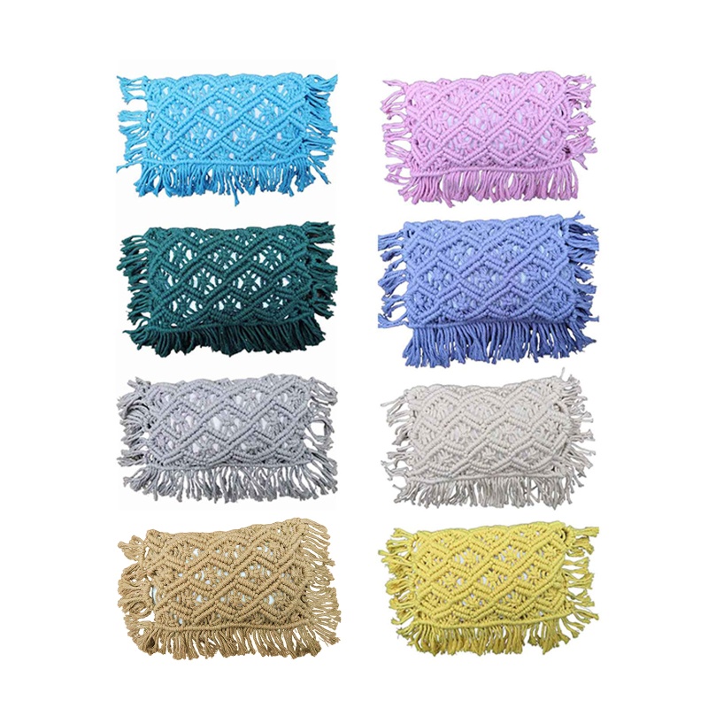 Gối Cotton Dệt Tay Phối Tua Rua Làm Phụ Kiện Chụp Ảnh Cho Bé Sơ Sinh