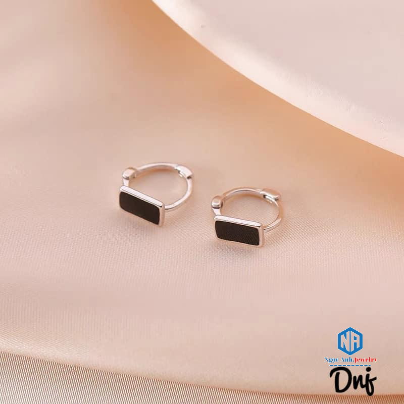 Bông  hinh vuông , bông tai bạc