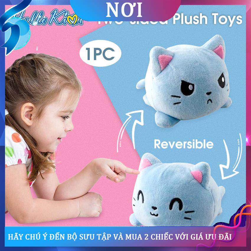 ▫✇✜HelloKimi Stuffed Toys Plush Doll Reversible Flip Cats Toys Double-sided Color Cat Stuffed Doll Soft Simulation Anima