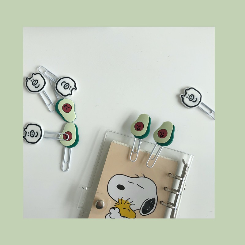 <24h delivery>W&G Korean cartoon pig pig avocado avocado student stationery bookmark silicone paper clip