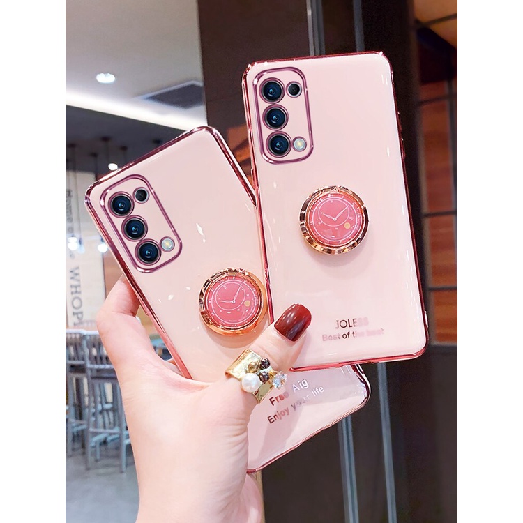 Ốp điện thoại mềm có giá đỡ dạng vòng tròn cho OPPO A74 A54 A95 4G Find X3 Pro Realme C21 C20 C12 C15 8 Pro 5G