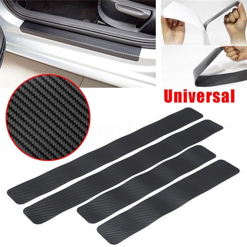 1 Roll 3D Carbon Fiber Vinyl Car Wrap Sheet Roll Film & 4 Pcs Car Door Sill Scuff Pedal Protect Stickers