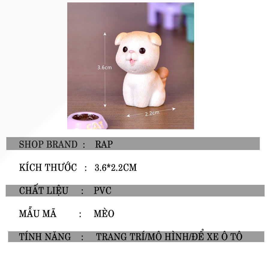 Set 3 mô hình mèo tiểu cảnh biểu cảm siêu dễ thương dùng làm quà tặng bạn bè,trang trí góc học tập, làm việc-Ráp