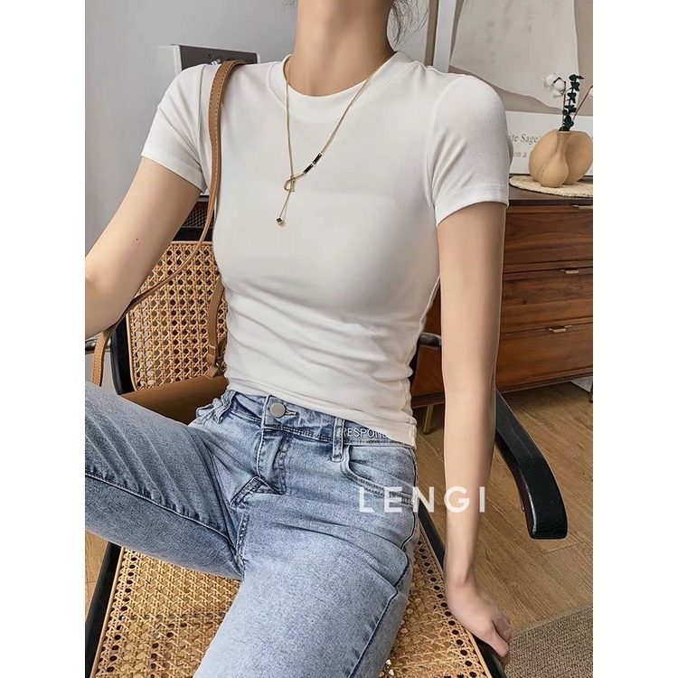 Áo thun nữ FM Style cổ tròn form ôm body cotton basic dễ phối đồ thời trang 220327015