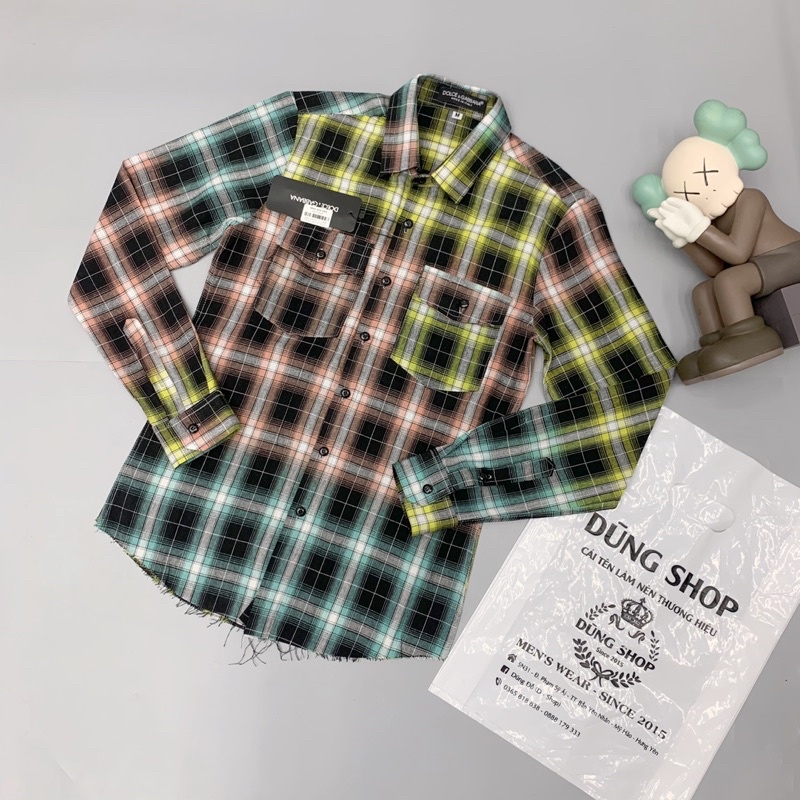 Sơ mi kẻ nam họa tiết kẻ ô loang pha màu cực chất cho anh em -T013