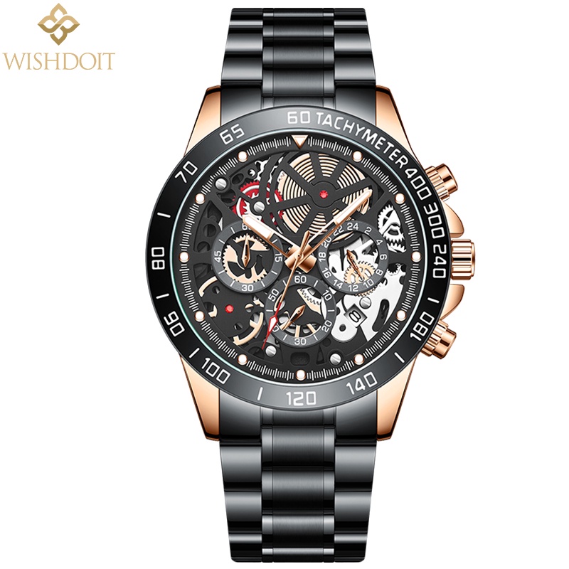WISHDOIT Đồng hồ quartz chống thấm nước chất liệu thép không gỉ WSD-060C