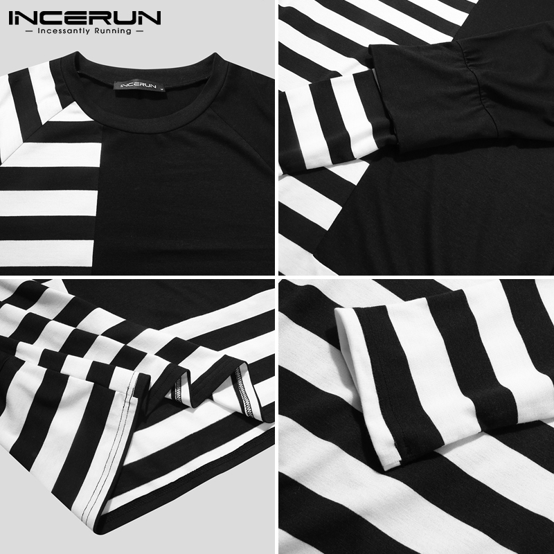 Áo INCERUN Tay Dài Họa Tiết Kẻ Sọc Cá Tính Cho Nam | BigBuy360 - bigbuy360.vn