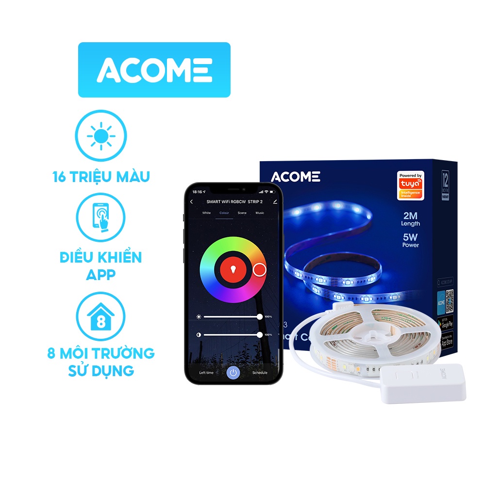 Đèn LED Dây Hiệu Ứng RGB Acome AL03 16 Triệu Màu Hiệu Ứng Thông Minh Công Suất 5W