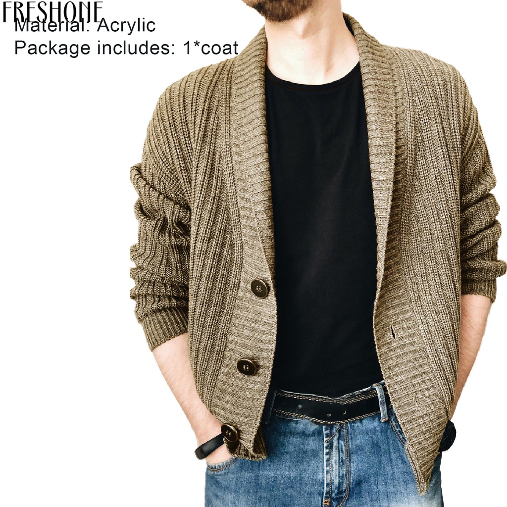 Áo Khoác Sweater Dệt Kim Giữ Ấm Màu Sắc Đơn Giản 6 Màu Lựa Chọn Cho Nam Giới