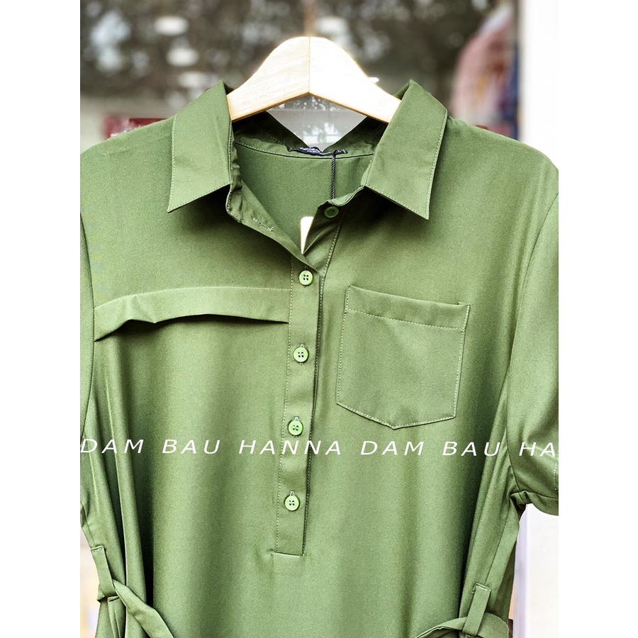[HANNA] Đầm bầu công sở mặc bầu và sau sinh vải lụa cotton cao cấp thoáng mát mùa hè không nhăn có size 40-80kg váy dài