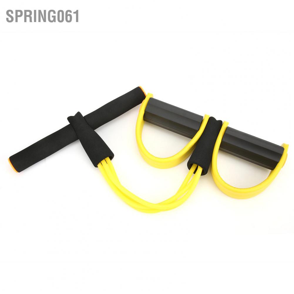 Spring061 2 Tubes Sit‑up Resistance Band with Foot Pedal Multifunction Tension Elastic Pull Rope