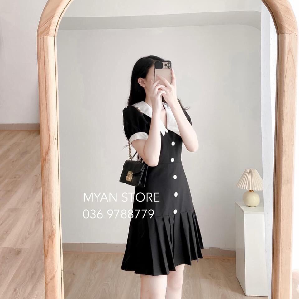 Váy xếp ly chân phối cổ cúc trước - V93 MVP | BigBuy360 - bigbuy360.vn