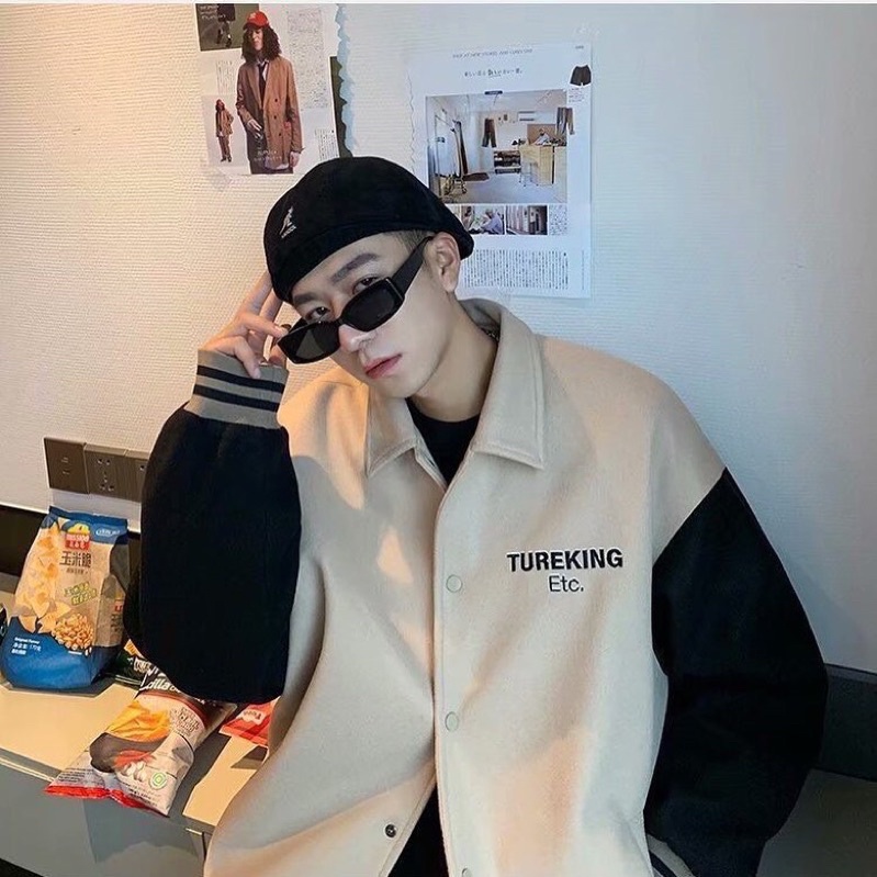 Áo Khoác Bomber chất Dạ lót dù Thêu chữ TUREKING ETC 🧸 Nam nữ unisex/Bomber Jacket form rộng Ulzzang ❤️