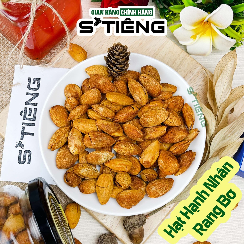 500Gr Hạt Hạnh Nhân Mỹ Còn Vỏ Rang Bơ STIENG Hủ Thủy Tinh