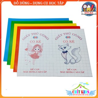 Giấy thủ công A5 đề can màu bóng có kẻ