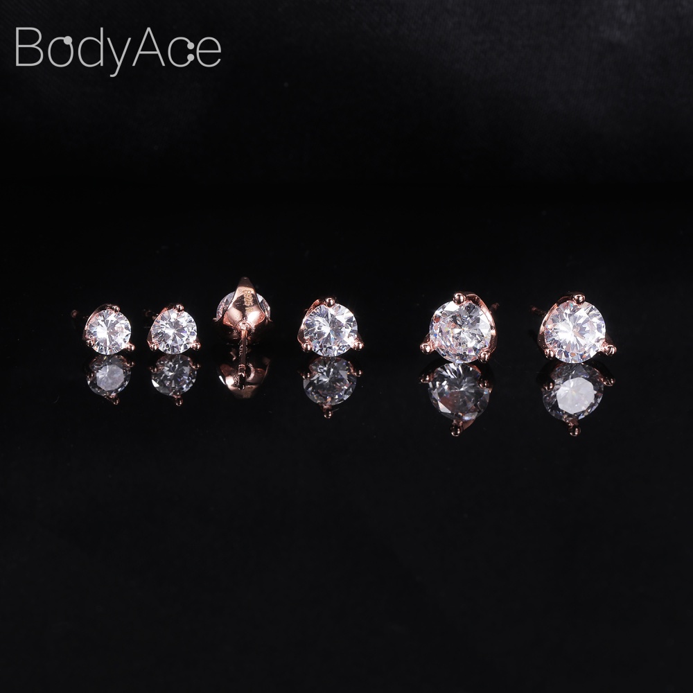 1 Cặp Bông Tai Bạc 925 Đính Đá Zircon Chống Dị Ứng