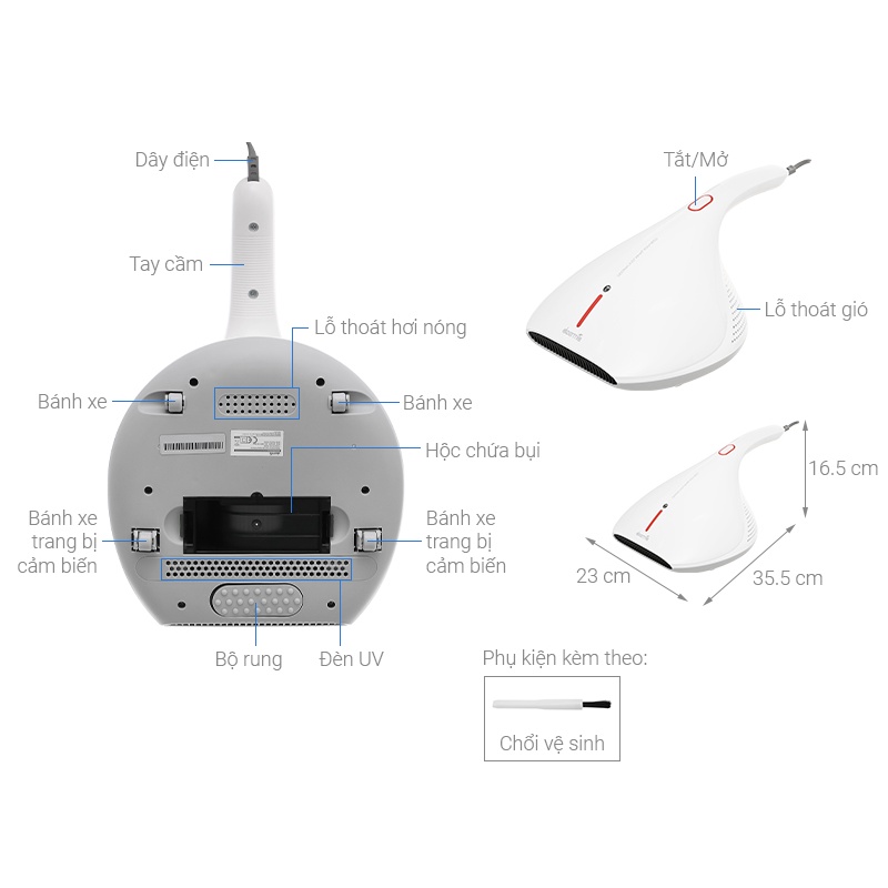 Máy Hút Bụi Đệm Giường Diệt Khuẩn UV Deerma CM800 Bảo Hành Chính Hãng