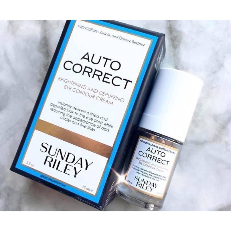 (BILL US) - Kem mắt Sunday Riley Auto Correct Brightening &amp; Depuffing hỗ trợ giảm bọng mắt và quầng thâm 15ml full box