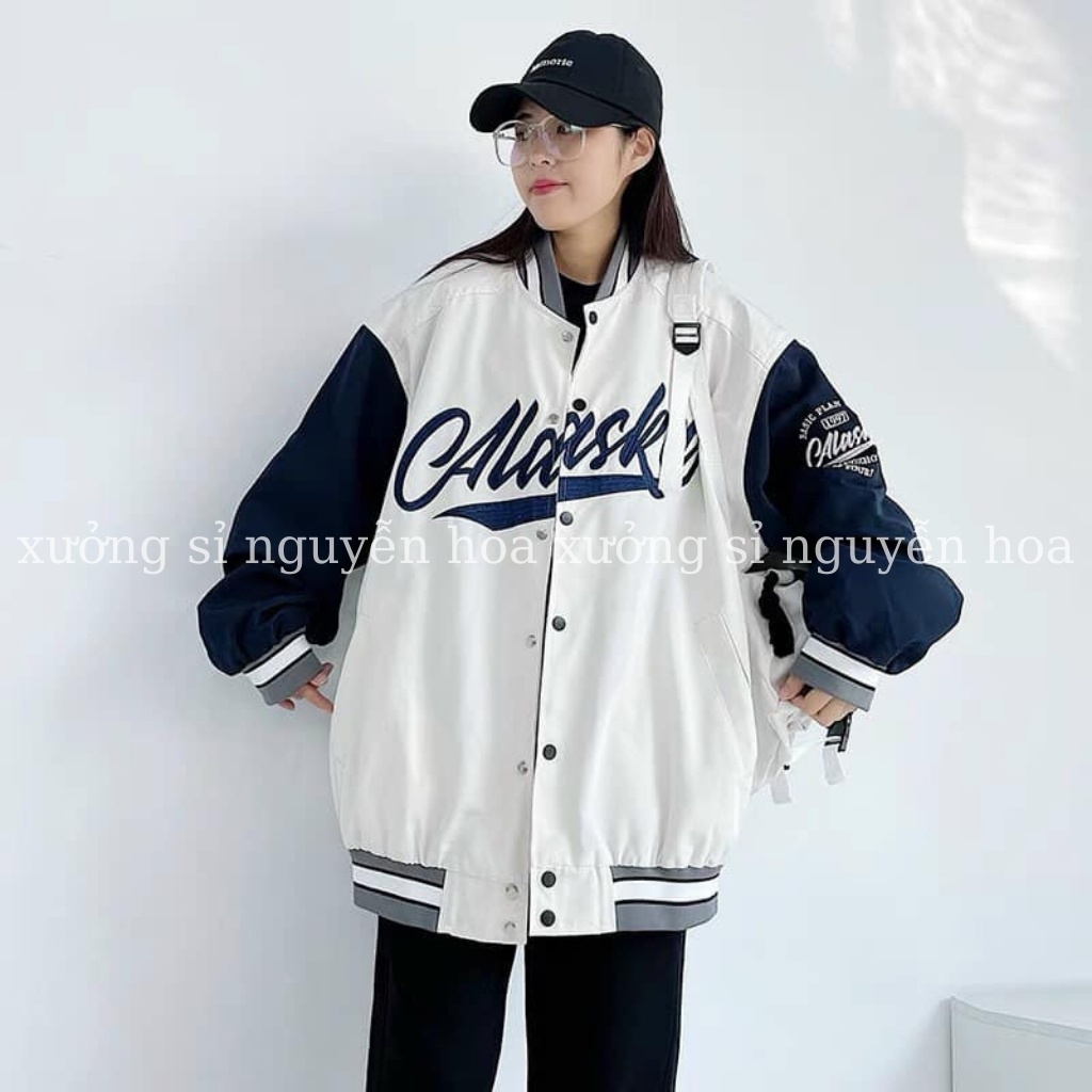 Áo khoác bomber gió 2 lớp Alaska form rộng 70kg unisex dành cho nam nữ đẹp chuẩn ảnh 100% ảnh thật xưởng sỉ nguyễn hoa