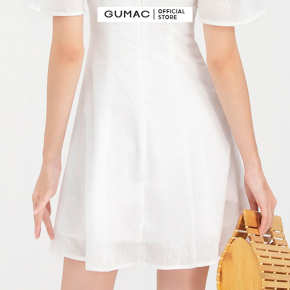 Đầm xòe nữ màu trắng cổ bẻ GUMAC DB725 thanh lịch trẻ trung, hai lớp | BigBuy360 - bigbuy360.vn