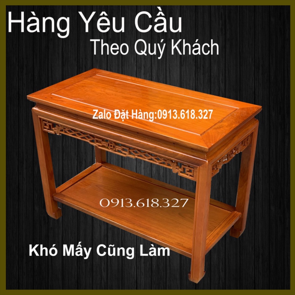 (Hàng Đặt)Đôn Chữ Nhật Kiểu Dài Gỗ Hương Theo Yêu Cầu