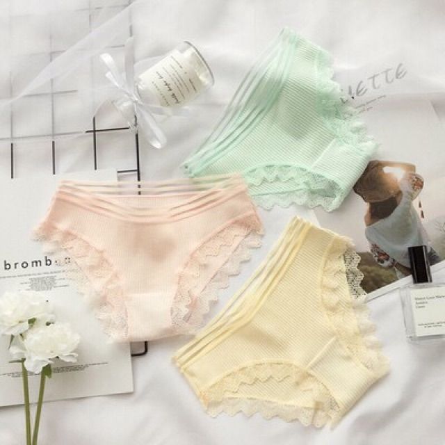 Set 10 Quần Lót Gân Tăm Viền Ren Siêu Đẹp