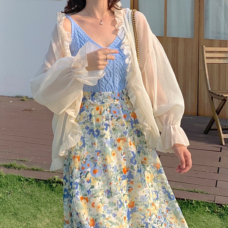 LEEVA - Áo cardigan voan mỏng phối viền đơn giản mùa hè nhẹ nhàng K038